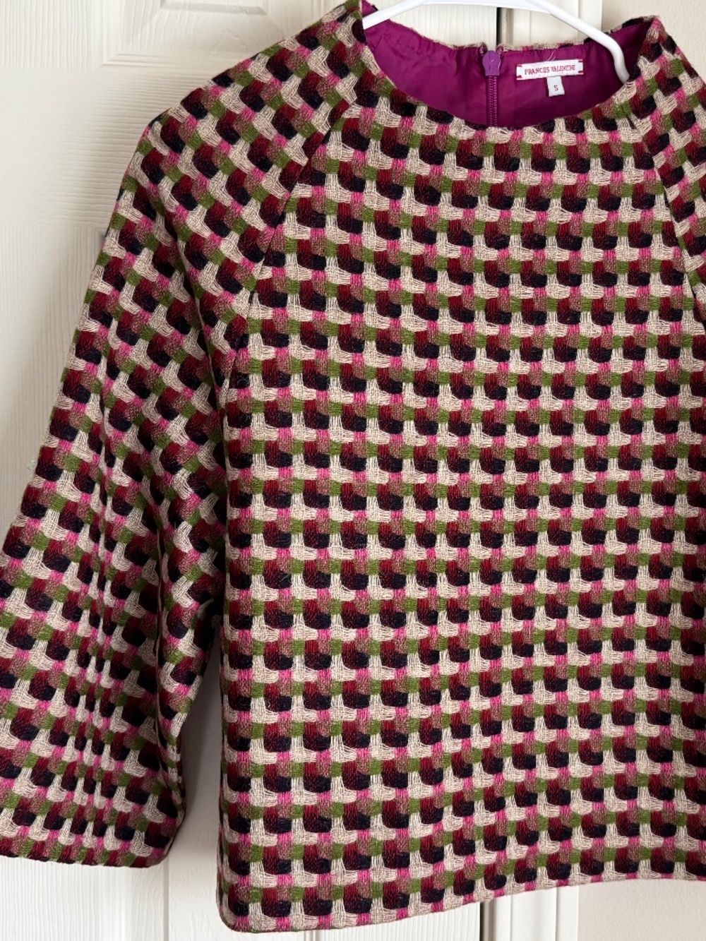 NWOT, FRANCES VALENTINE, LILY, 100% WOOL, BASKETWEAVE FUNNEL NECK TOP